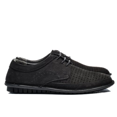 Pantofi perforati negri cu siret piele naturala 7ve77