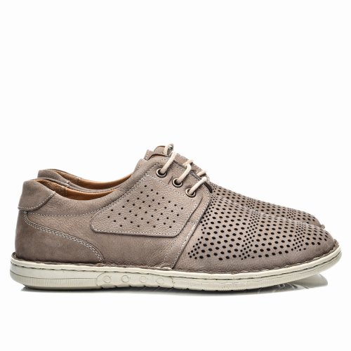 Pantofi perforati taupe piele naturala 0ve9
