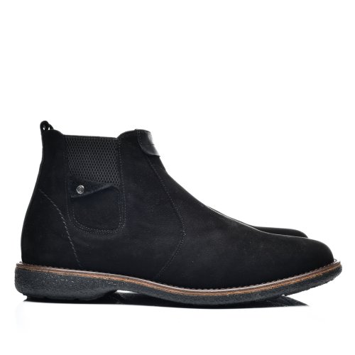Ghete negre piele naturala intoarsa 212941nbk