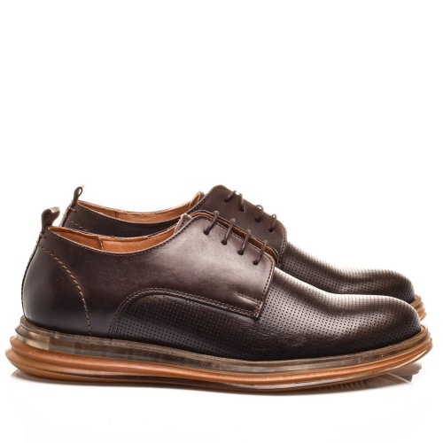 Pantofi maro inchis piele naturala 3ve84