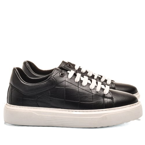 Pantofi sport negri piele naturala bveiv011