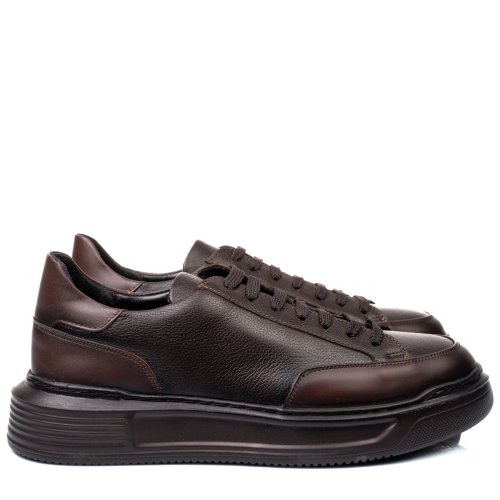 Pantofi sport maro inchis piele naturala 4ve08