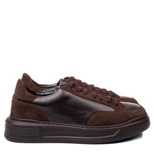Pantofi sport maro inchis piele naturala intoarsa 4ve08