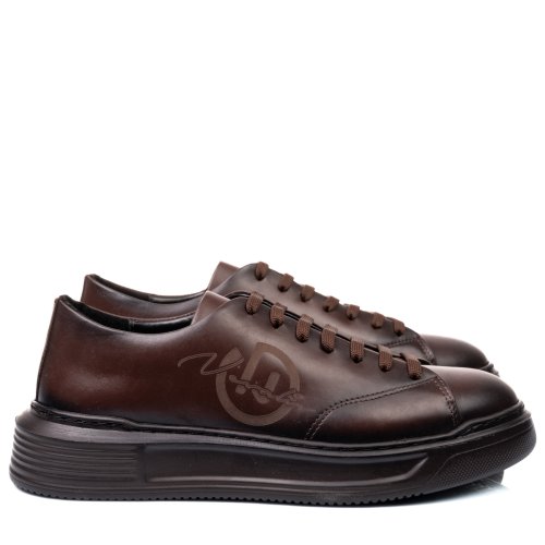 Pantofi sport maro inchis piele naturala 3ve76