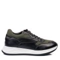 PANTOFI SPORT NEGRU VERDE PIELE NATURALA 3VE28