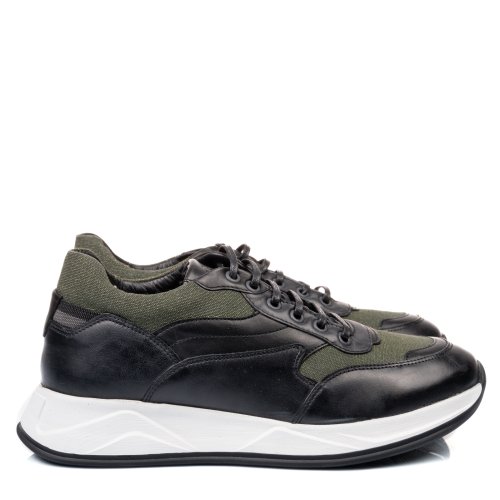 Pantofi sport negru verde piele naturala 3ve28