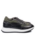 PANTOFI SPORT NEGRU VERDE PIELE NATURALA 3VE28