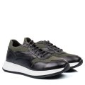 PANTOFI SPORT NEGRU VERDE PIELE NATURALA 3VE28