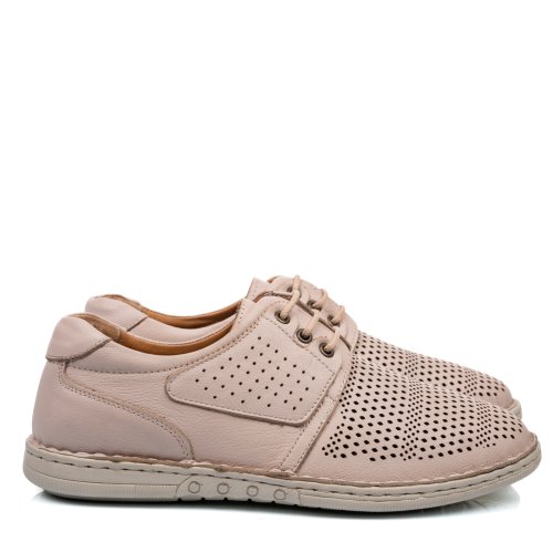 Pantofi perforati crem piele naturala 0ve9-1