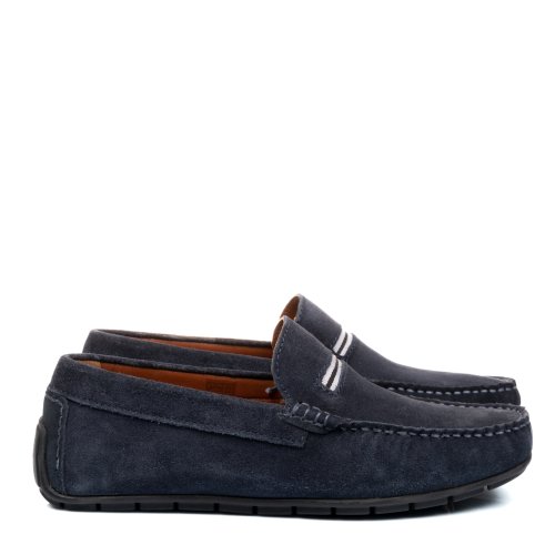 Mocasini bleumarin piele naturala intoarsa fveld06