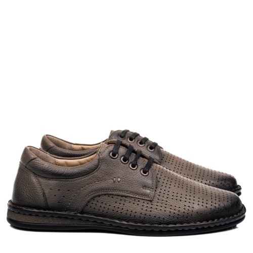 Pantofi perforati gri piele naturala 1ve69