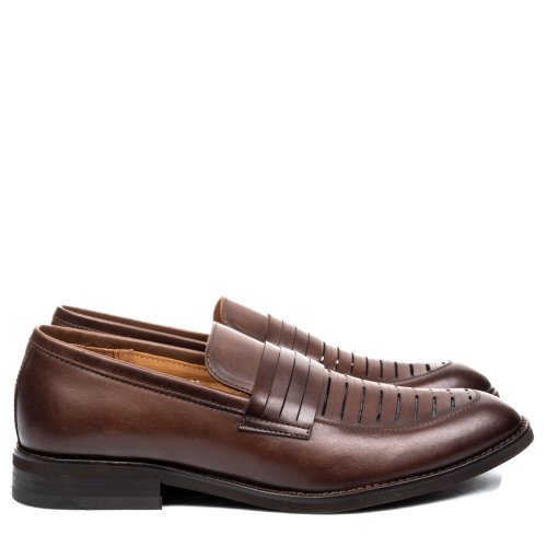 Pantofi maro inchis piele naturala 3ve37