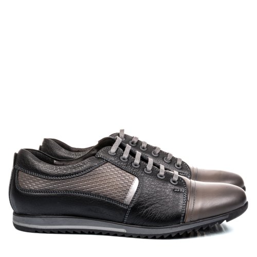 Pantofi sport negru gri piele naturala tomas