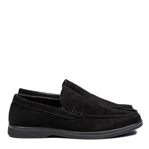 Mocasini negri piele naturala intoarsa ha230875
