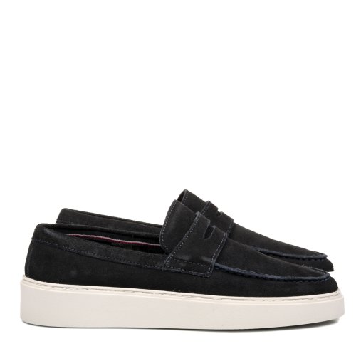 Mocasini bleumarin piele naturala intoarsa mves-638r03