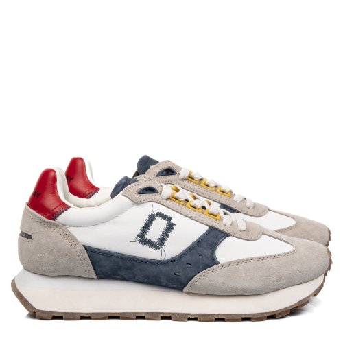 Mono way, pantofi sport albi piele naturala intoarsa rider