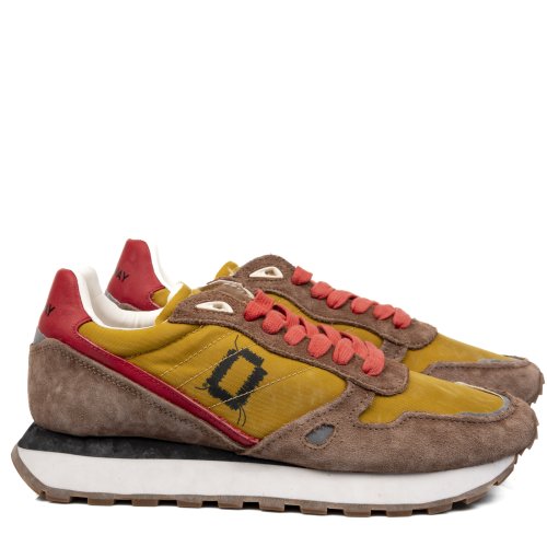 Mono way, pantofi sport galbeni piele naturala intoarsa runner