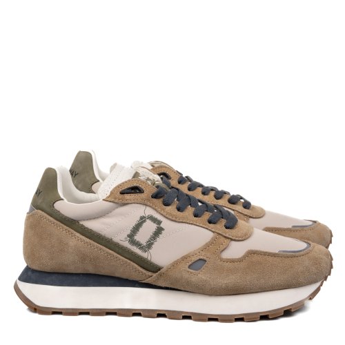 Mono way, pantofi sport bej piele naturala intoarsa runner