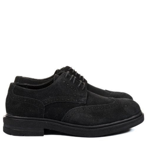 Pantofi negri piele naturala intoarsa 1ve15