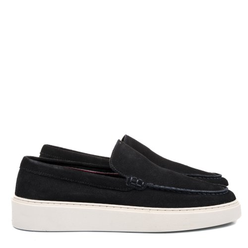 Mocasini bleumarin piele naturala intoarsa ms-638r01