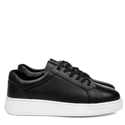 Pantofi sport negru talpa alba piele naturala bveby003