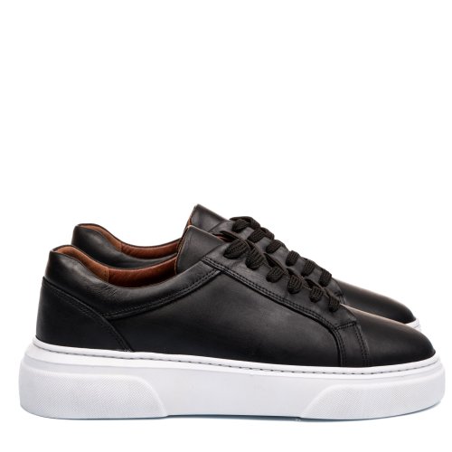 Pantofi sport negri piele naturala bvets-010